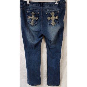 SMO SAND MOUNTAIN OUTFITTERS 20 Embellish Embroidered Cross Straight Jean 40x33